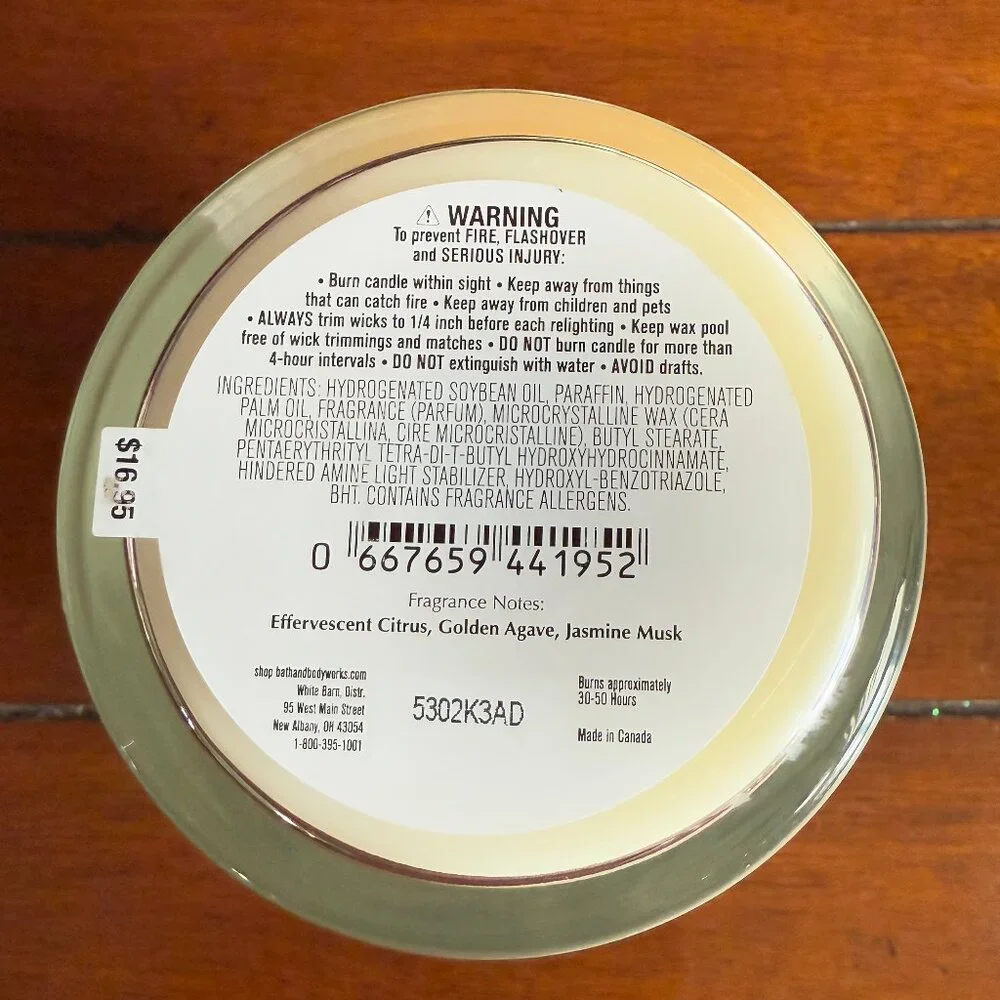 NEW SWEET ORANGE & AGAVE Single Wick Candle Bath & Body Works - Picture 3 of 3
